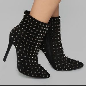 Spiked black booties